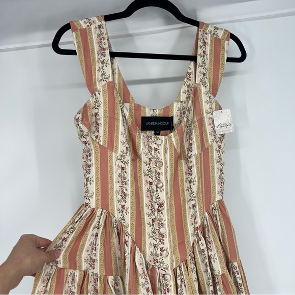 Vanessa Mooney The Elisabeth Romper Boho Mini Dress in Victorian Stripe M NWT - Picture 5 of 10
